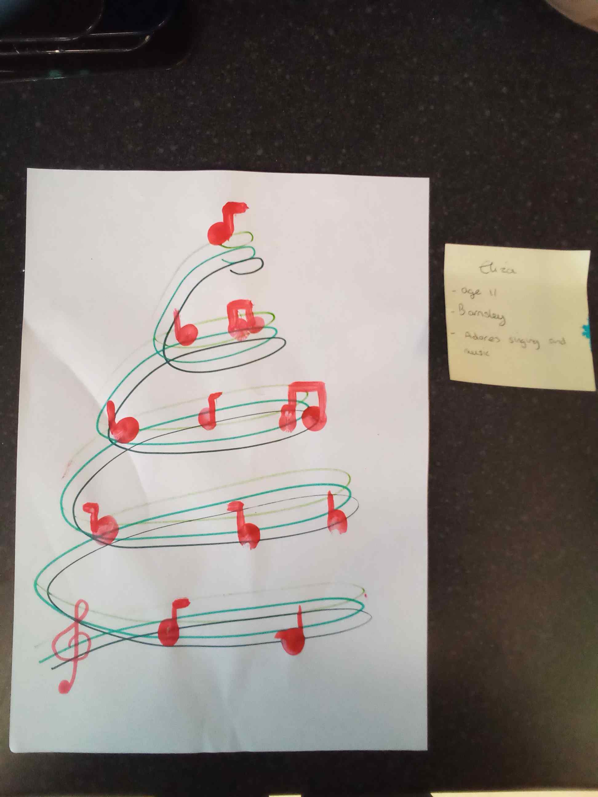 picture of a white xmas tree drawn by competition entrant